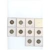 Image 2 : Lot of 9 George V silver 25 cents: 1914 VG-8, 1917 VG-10, 1918 F-15, 1919 F-15,1921 VG-8, 1928 F-15,
