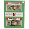 Image 1 : LOT OF 2 ONE MILLION DOLLAR BILLS (NOVELTY CELEBRITY EDITION) *JOHN WAYNE, JOHNNY CASH*