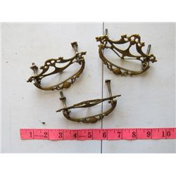 LOT OF 3 METAL DRESSER HANDLES / HARDWARE