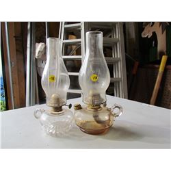 LOT OF 2 COAL OIL FINGER LAMPS