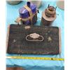 Image 2 : LOT INCLUDING A COAL FOOT WARMER, CANTEEN, METAL LAMP