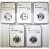 Image 1 : (5) 1964 WASHINGTON QTR NGC MS65