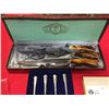 Image 2 : Vintage Meat Carving Set in Case. Plus a set of 4 Oyster Forks in Case