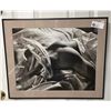 Image 1 : Framed Print of a Lady Laying in Bed. 24.5” x 20”