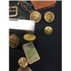 Image 3 : Vintage Military Lot of Buttons, Ration Coupons, Locks, Tie Clips Etc