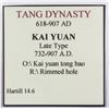 Image 3 : 732-907 Tang Dynasty Kaiyuan Tongbao Hartill 14.6