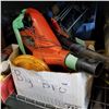 Image 1 : HAZARD LIGHTS, BLACK AND DECKER BLOWER, AND ELECTRIC CHAINSAW AND IRON PIPE FITTINGS