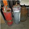 Image 1 : LOT OF 2 ANTIQUE FIRE EXTINGUISHERS, STEEL JUG, AND GREY EXTINGUISHERS