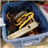 Image 2 : TOTE OF SHOP LIGHTS & CORDS & 1 CLEAR TOTE OF POWER CORDS ETC.