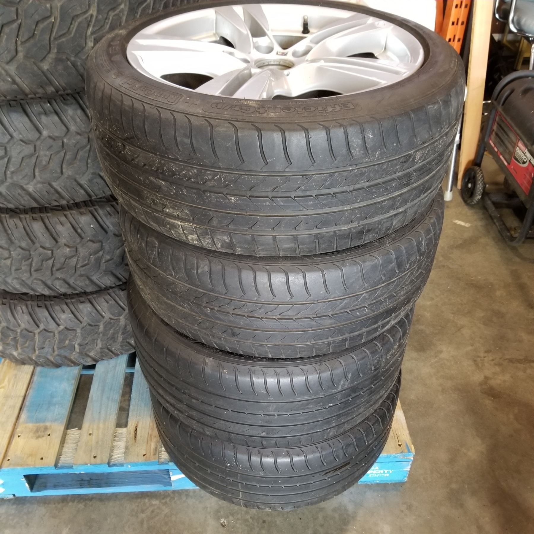 SET OF 4 GOODYEAR 225/ 45 R18 TIRES ON BMW RIMS