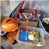 Image 1 : TOTE OF WOOD KIDS DOMINOS, PUZZLE MAT, KIDS BBQ, AND BOX OF TOYS