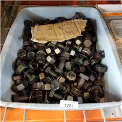TRAY OF LARGE NUTS BOLTS AND WASHERS