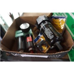 TRAY OF PIPE CUTTER AND COMPRESSOR GAUGES