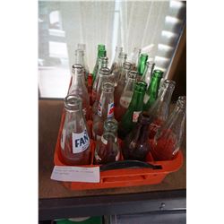 ORANGE POP CRATE W/ 24 VINTAGE POP BOTTLES