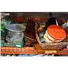 Image 1 : CRYSTAL BOWL, MILK GLASS, TRAY OF VINTAGE KITCHEN ITEMS