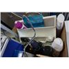 Image 2 : BOX OF BEAUTY PRODUCTS, BATHROOM SCALE, MIRROR, AND CASE