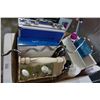 Image 4 : BOX OF BEAUTY PRODUCTS, BATHROOM SCALE, MIRROR, AND CASE