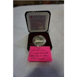 1986 CANADIAN SILVER DOLLAR SPECIMEN CASED DOLLAR .500 SILVER