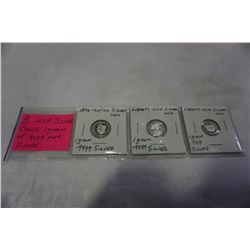 3 USA SILVER COINS 1 GRAM OF .9999 PURE SILVER