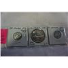 Image 2 : 1953 CANADIAN SILVER DOLLAR .800 SILVER PLUS 1953 NO SHOULDER FOLD AND 1953 SHOULDER FOLD NICKELS