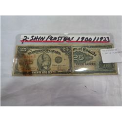 2 SHIIN PLASTERS 1900 AND 1923