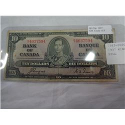 1937 KING GEORGE 10 DOLLAR BILL