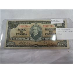 1937 KING GEORGE 100 DOLLAR BILL