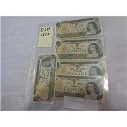 5 1 DOLLAR BILLS 1973