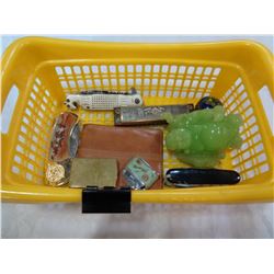 KNIVES, LIGHTERS, ETC IN SMALL YELLOW BIN