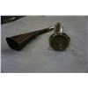 Image 3 : VINTAGE BRASS HORN AND METAL FLASHLIGHT