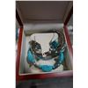 Image 2 : AQUAMARINE WATCH EARRINGS AND BRACELET