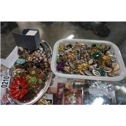 2 TRAYS OF COSTUME JEWELRY AND GOLD FILLED RING