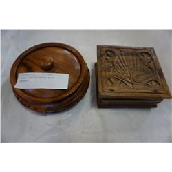 2 WOOD JEWELRY BOXES WITH CONTENTS