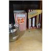 Image 2 : CERAMIC POPCORN BUCKET, SEASONING SET, AND TIN SIGN