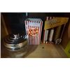 Image 3 : CERAMIC POPCORN BUCKET, SEASONING SET, AND TIN SIGN
