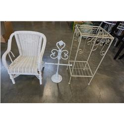 WICKER KIDS CHAIR AND METAL STAND AND HANGER