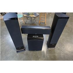 SOUND STAGE SUBWOOFER, 2 FLOOR SPEAKERS, AND CENTER SPEAKER