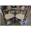 Image 3 : GLASS TOP METAL BASE KITCHEN TABLE AND 4 CHAIRS