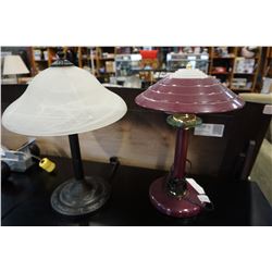 2 METAL AND GLASS TABLE LAMPS