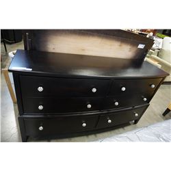 DARK FINISH MODER 6 DRAWER DRESSER W/ ORIGINAL PORCELAIN KNOBS
