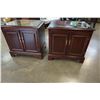 Image 1 : PAIR OF MAHOGANY GLASS TOP NIGHT STANDS