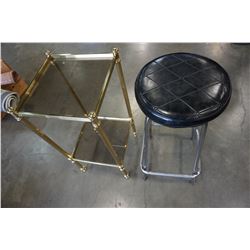 SQUARE BRASS PLANT STAND AND BAR STOOL