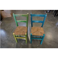 2 RUSH SEAT KIDS CHAIRS