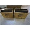 Image 2 : 2 BRASS OVER WOOD MAGAZINE RACKS AND BRASS OVER WOOD FIRE BOX