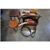 Image 1 : MAGAZINE RACK, DVD PLAYER, FIRE EXTINGUISHER, MILKING STOOL, LIFTING BELTS, AND PROJECTOR TABLE