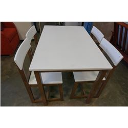 MODERN WHITE DINING TABLE W/ 4 CHAIRS