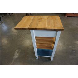 BUTCHER BLOCK, DROP SIDE KITCHEN CART