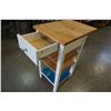 Image 2 : BUTCHER BLOCK, DROP SIDE KITCHEN CART