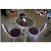 Image 2 : WHITE METAL GLASS TOP PATIO TABLE W/ 3 CHAIRS