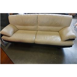 BEIGE AND BLACK LEATHER SOFA